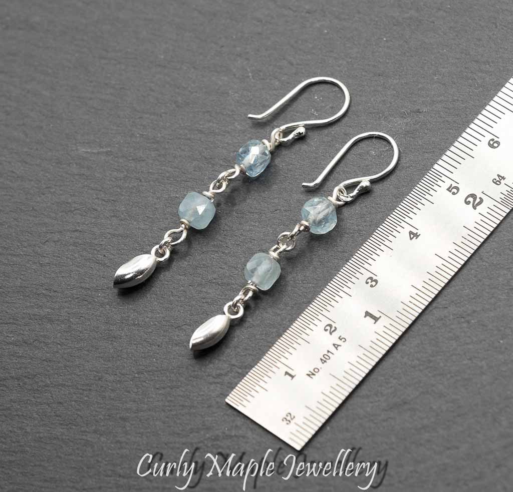 Aquamarine Silver Drop Earrings