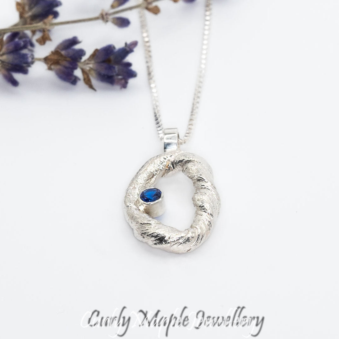 Blue Spinel Silver Pendant