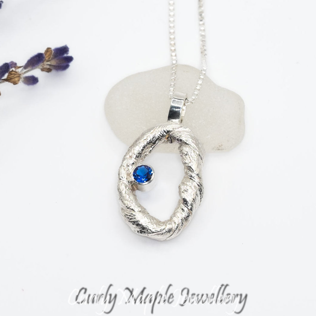 Blue Spinel Silver Pendant