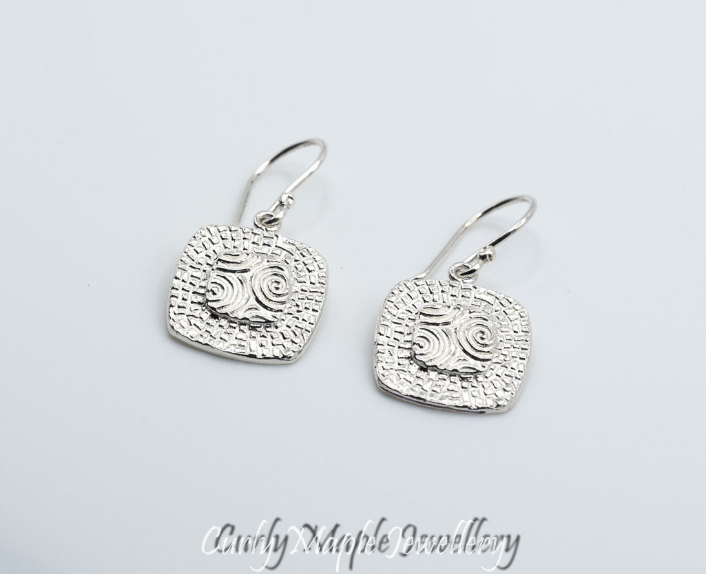 Bojagi Silver Square Earrings