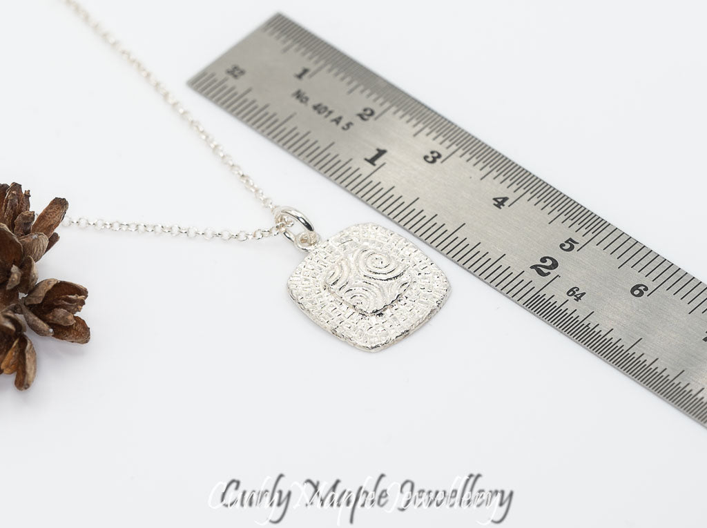 Bojagi Silver Square Pendant Necklace