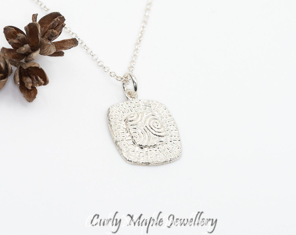 Bojagi Silver Square Pendant Necklace