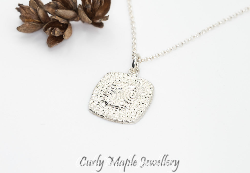 Bojagi Silver Square Pendant Necklace