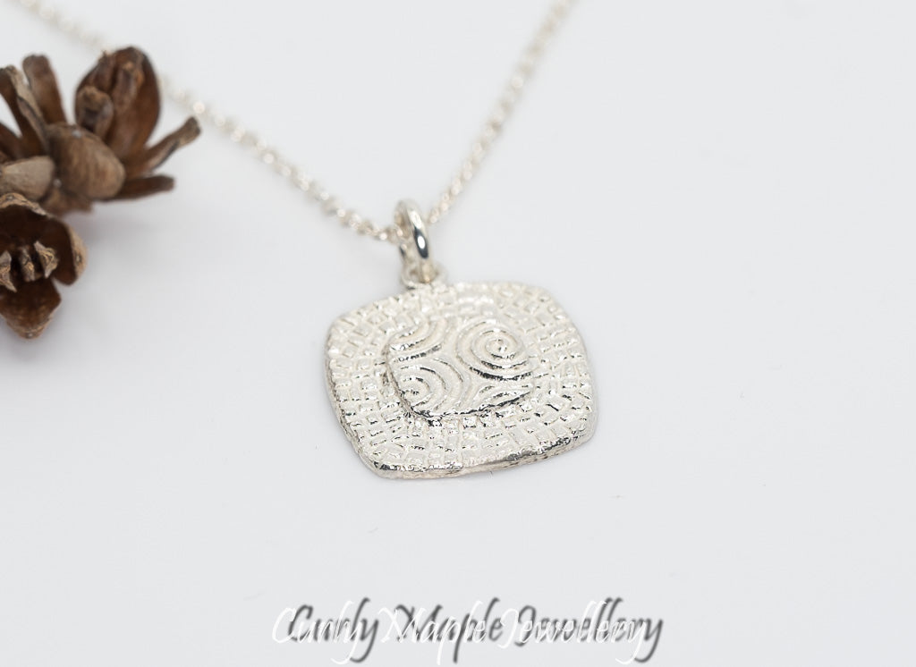 Bojagi Silver Square Pendant Necklace