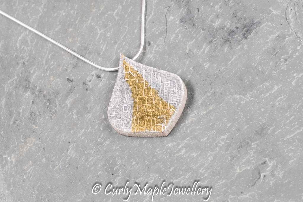 Bojagi Teardrop 24K Gold Silver Pendant