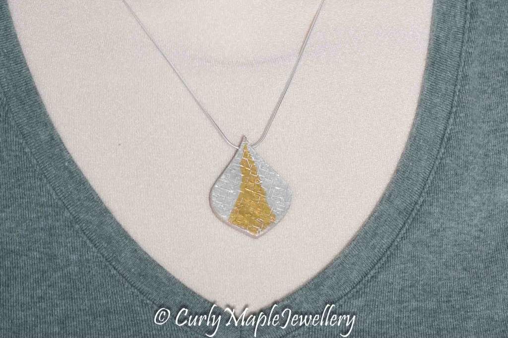 Bojagi Teardrop 24K Gold Silver Pendant