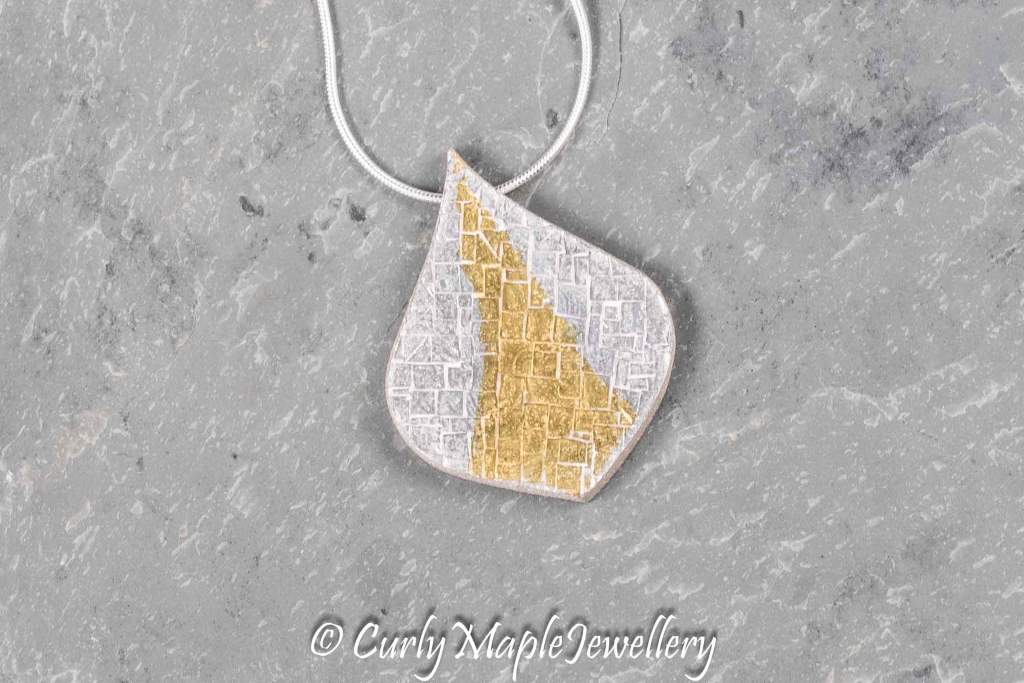 Bojagi Teardrop 24K Gold Silver Pendant