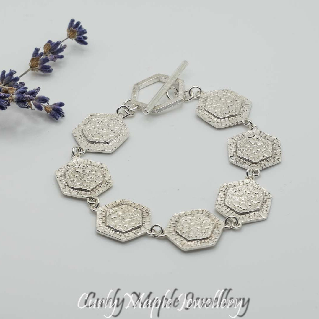 Bojagi Silver Hexagon Link Bracelet
