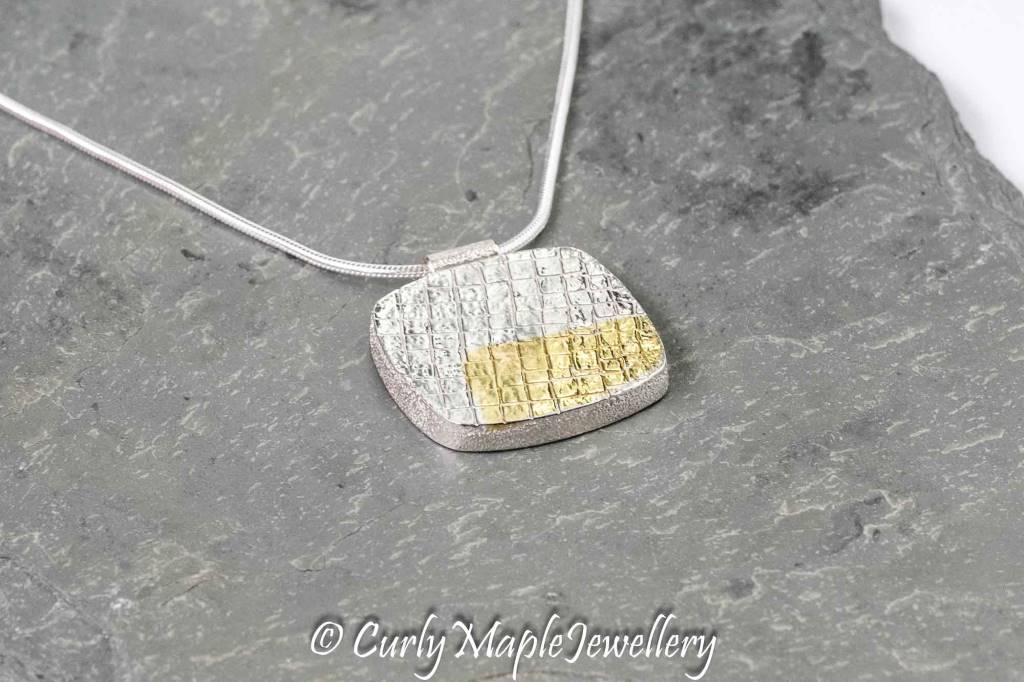 Bojagi Inspired Silver Square Pendant