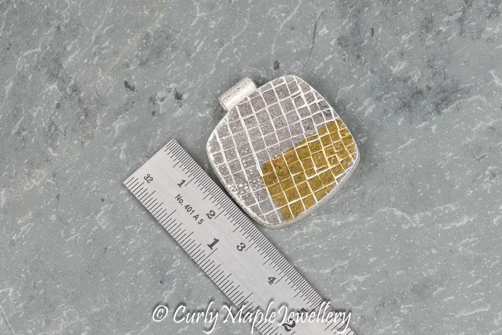 Bojagi Inspired Silver Square Pendant