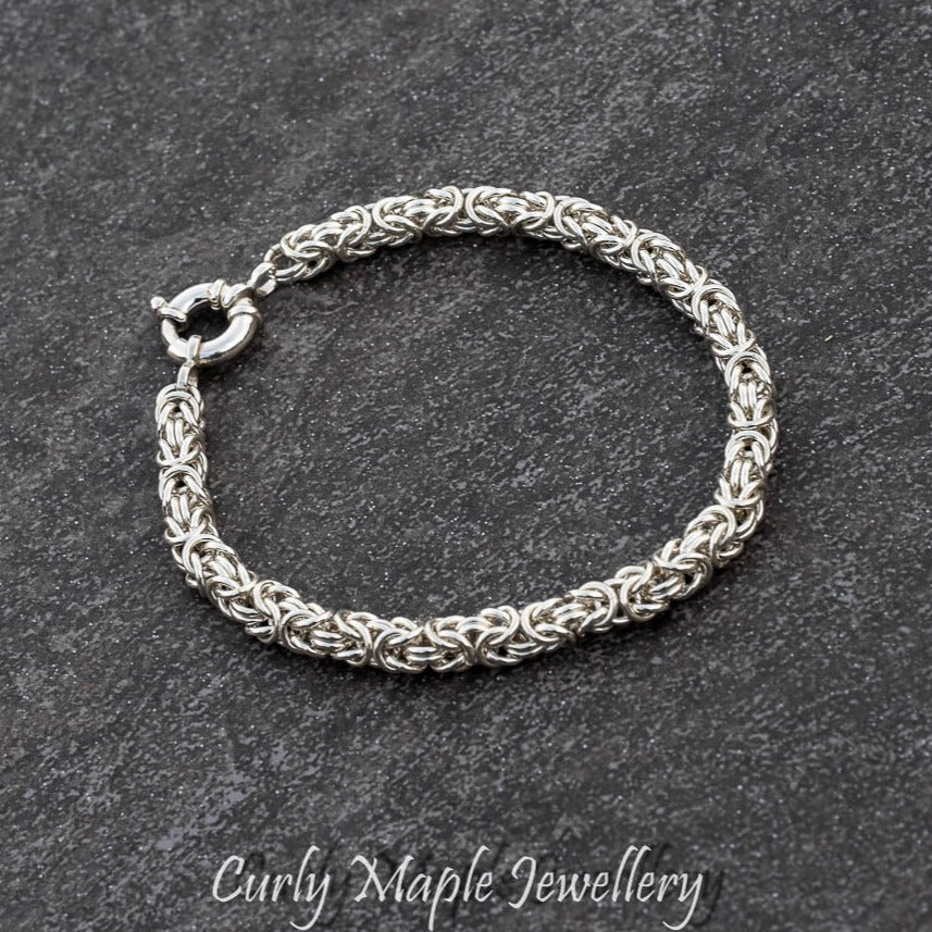 Byzantine Chainmaille Silver Bracelet