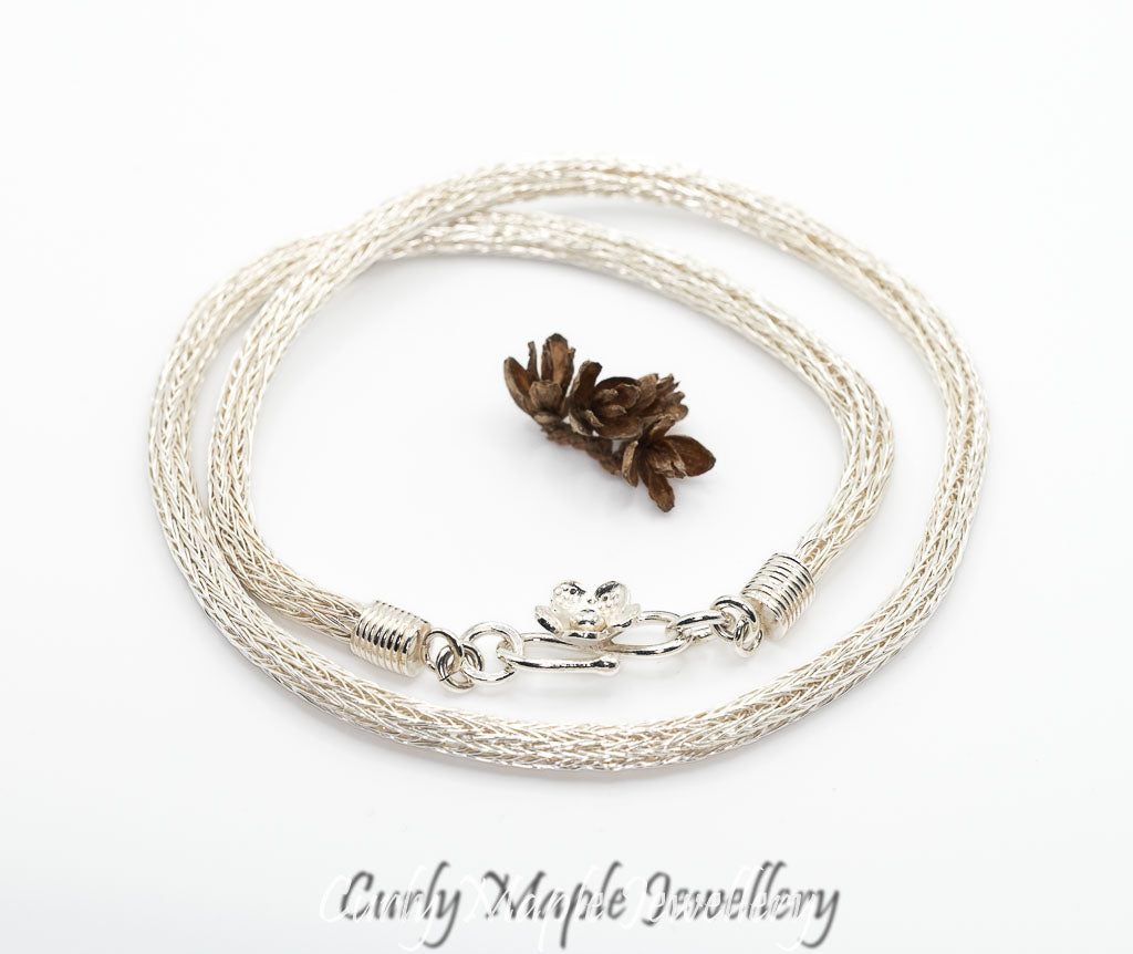 Silver Woven Viking Knit Chain Necklace