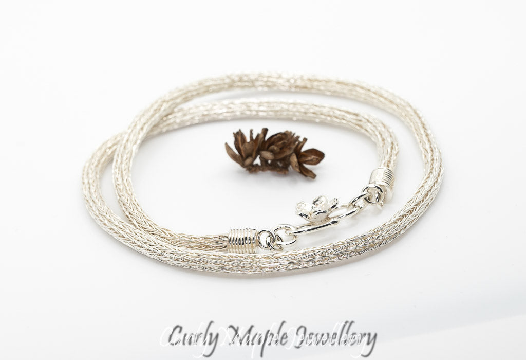 Silver Woven Viking Knit Chain Necklace