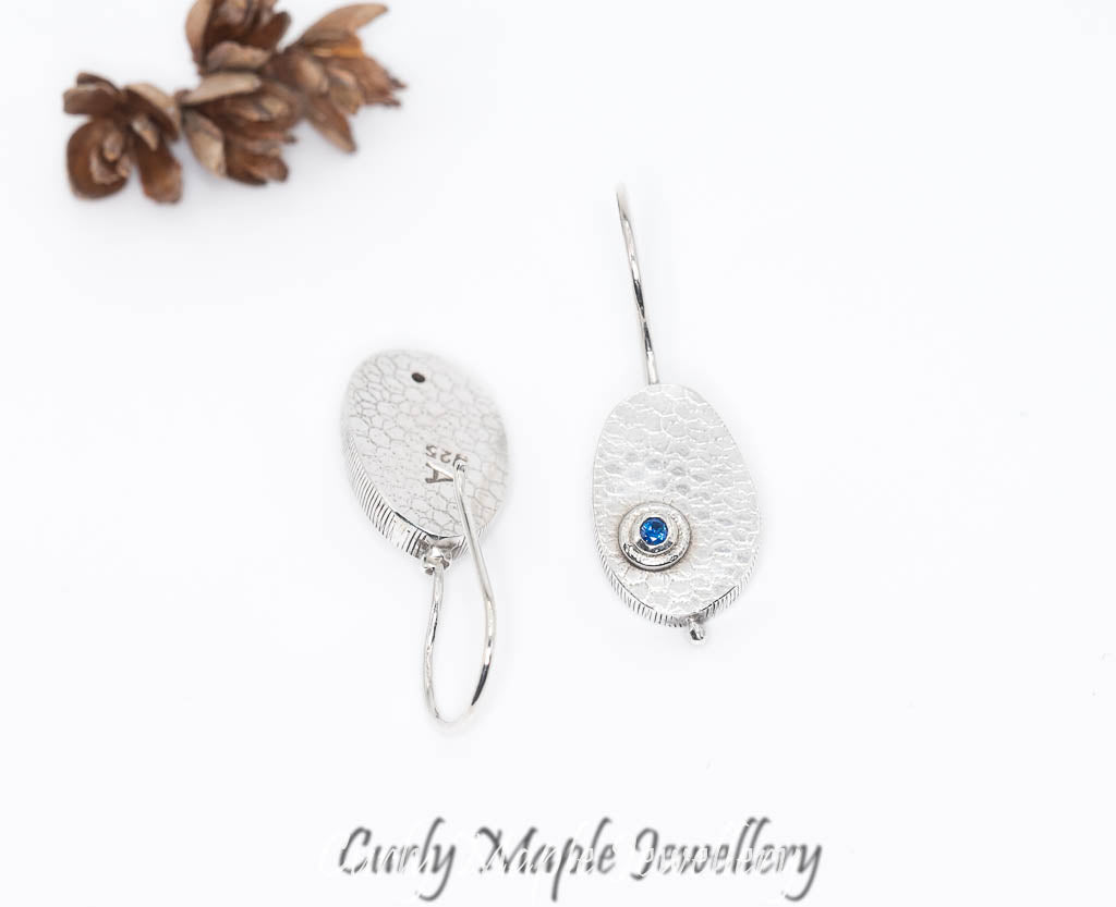 Kashmir Blue Topaz Textured Silver Drop Earrings