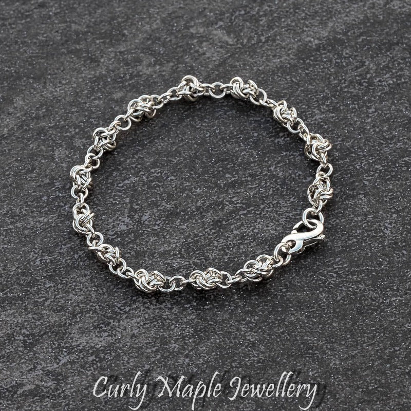 Love Knot Chainmaille Silver Bracelet