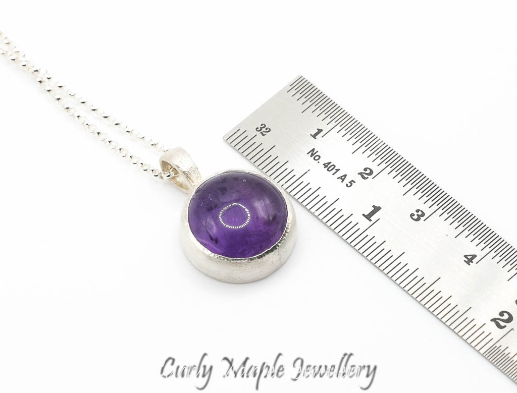 Round Amethyst Silver Pendant