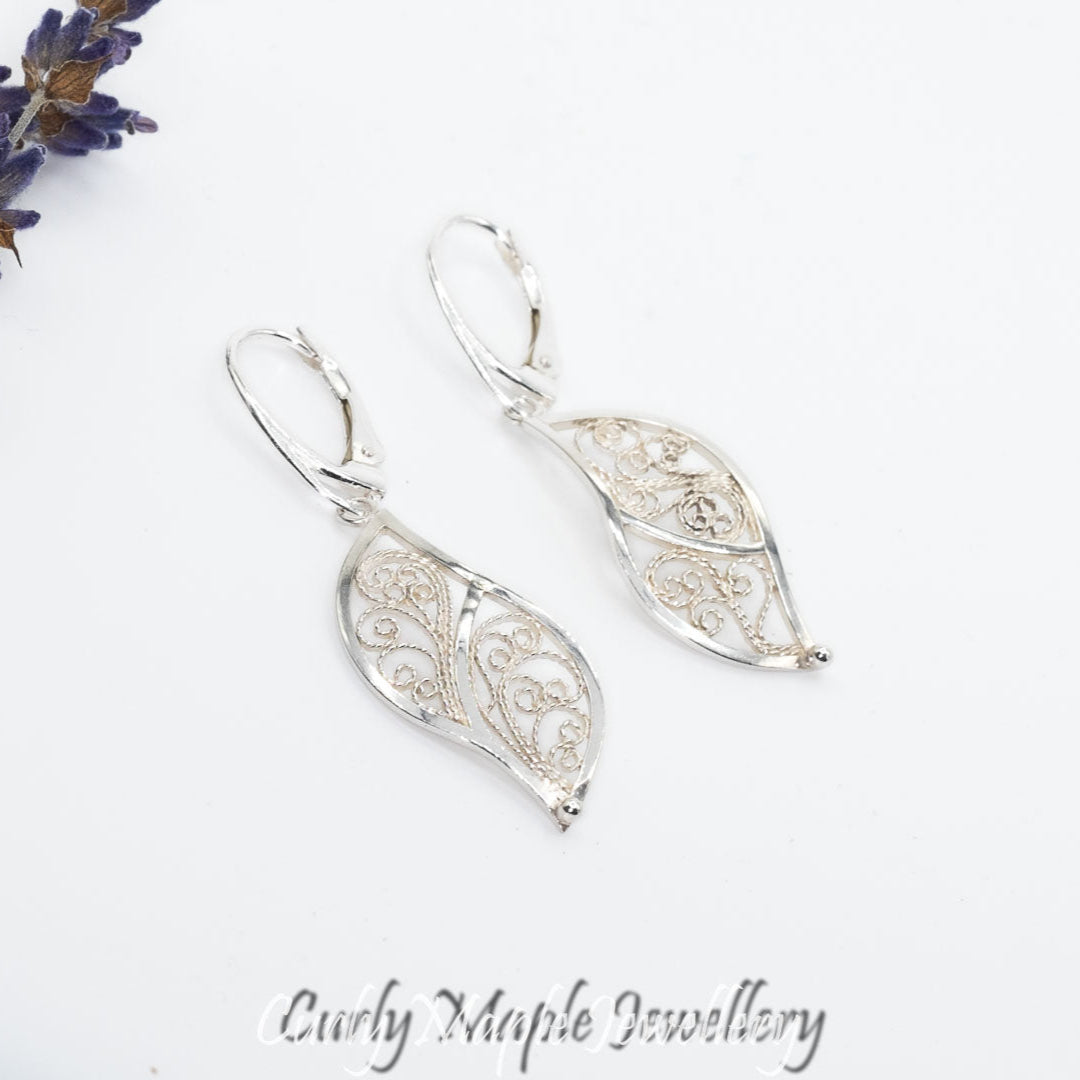 Silver Filigree Dangle Earrings