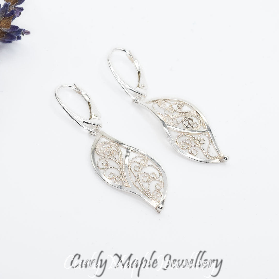 Silver Filigree Dangle Earrings
