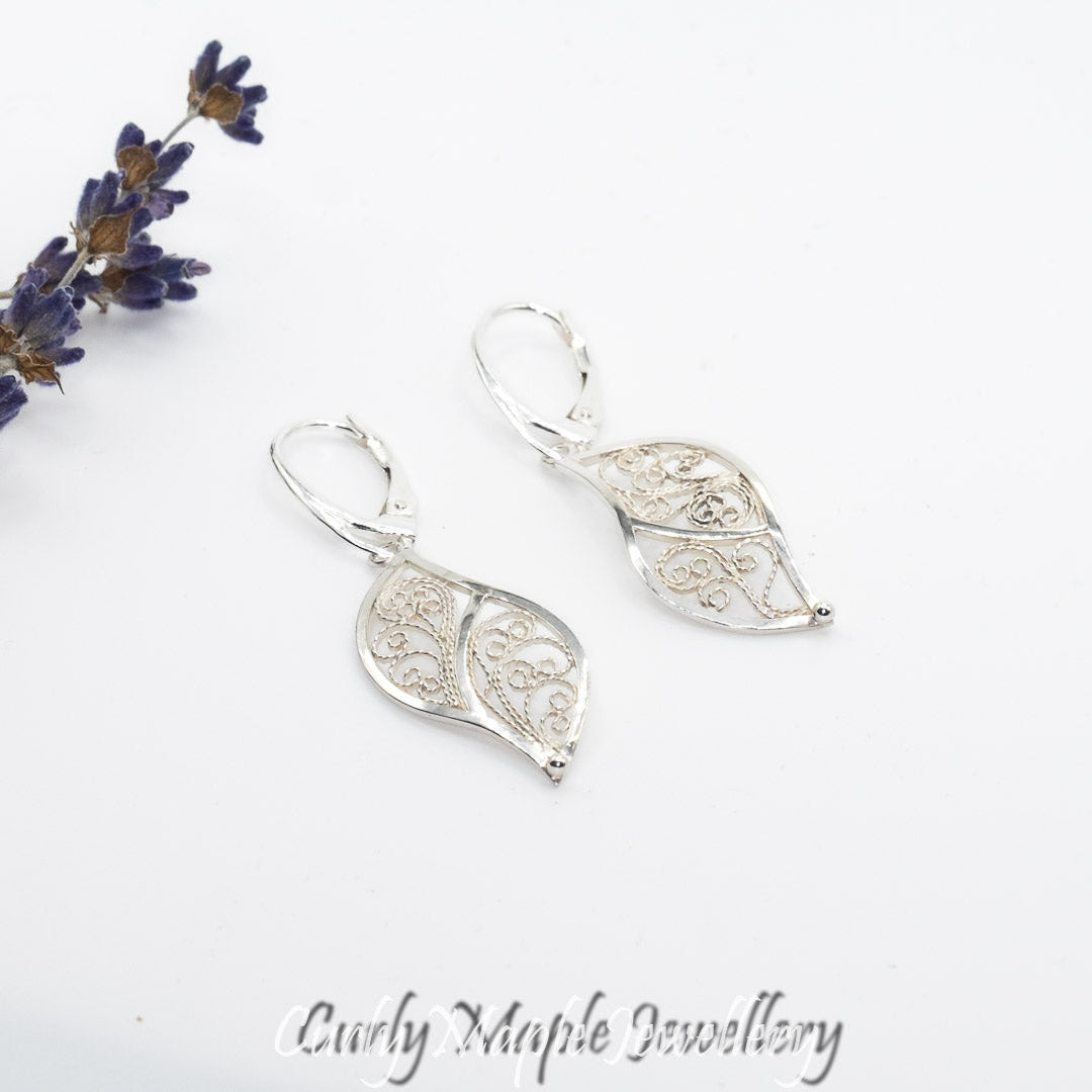Silver Filigree Dangle Earrings