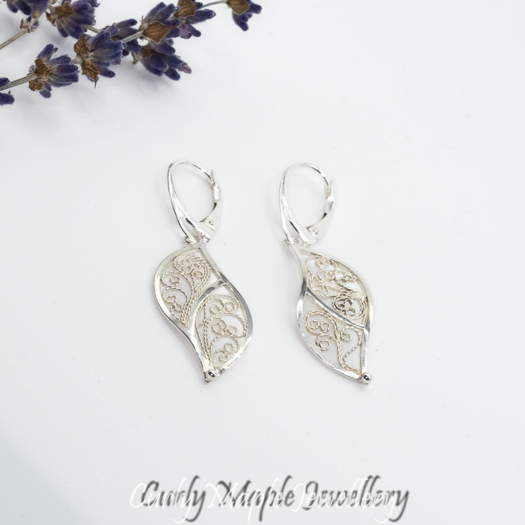 Silver Filigree Dangle Earrings