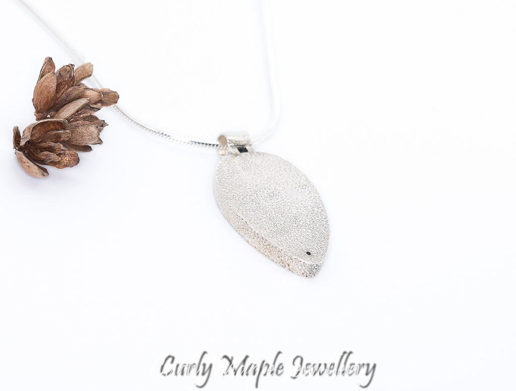 Swirl Textured Silver Gold Teardrop Pendant