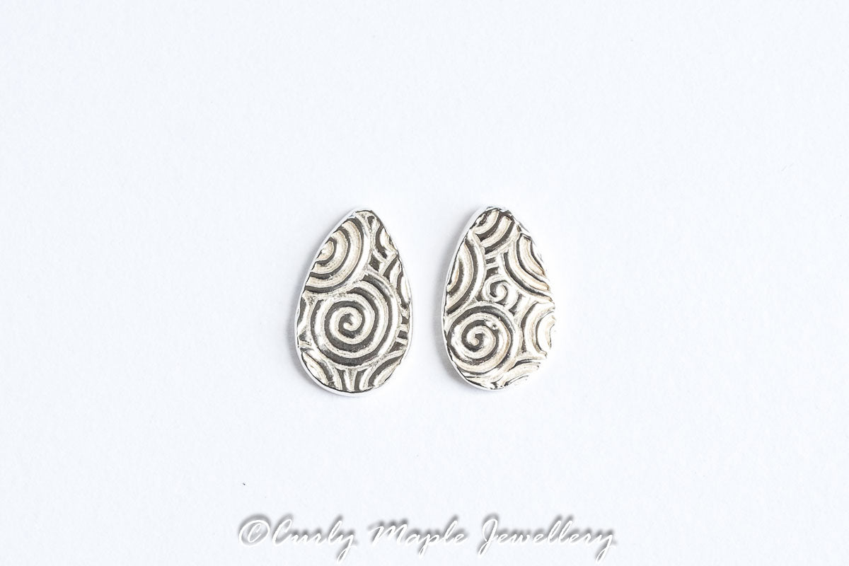 Tear Drop Silver Post Earrings