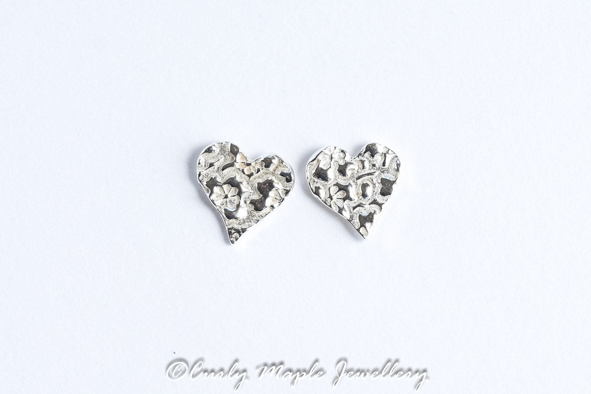 Tiny Silver Heart Post Earrings