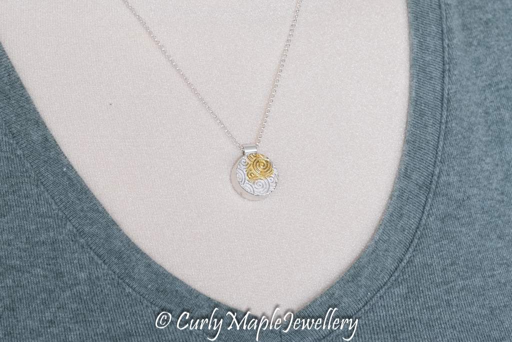 Water Ripples Round Silver Pendant