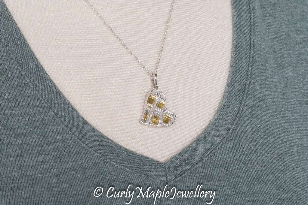 Whimsical Heart Silver Gold Necklace