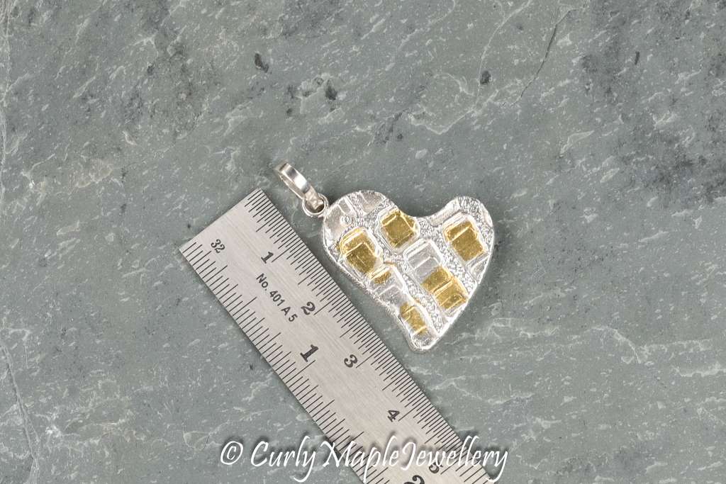 Whimsical Heart Silver Gold Necklace