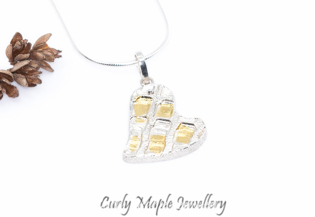 Whimsical Heart Silver Gold Necklace