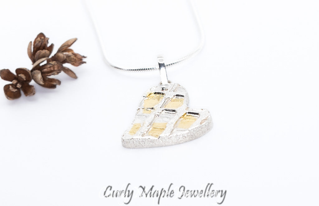 Whimsical Heart Silver Gold Necklace