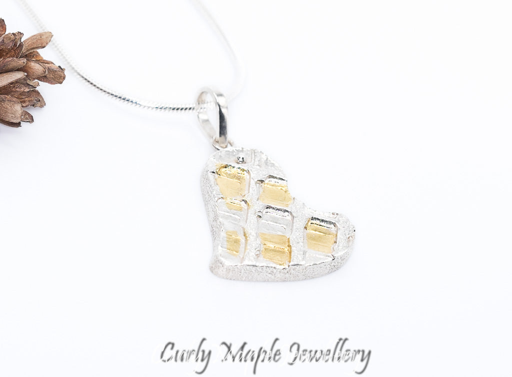 Whimsical Heart Silver Gold Necklace