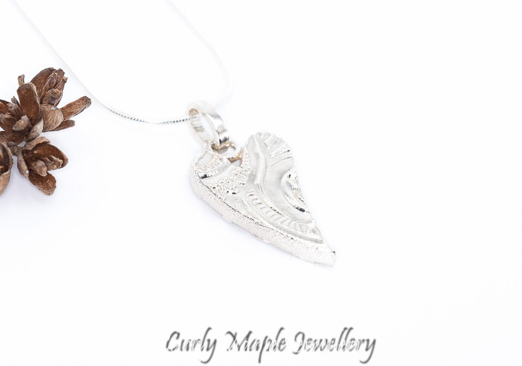 Whimsical Heart Textured Silver Necklace