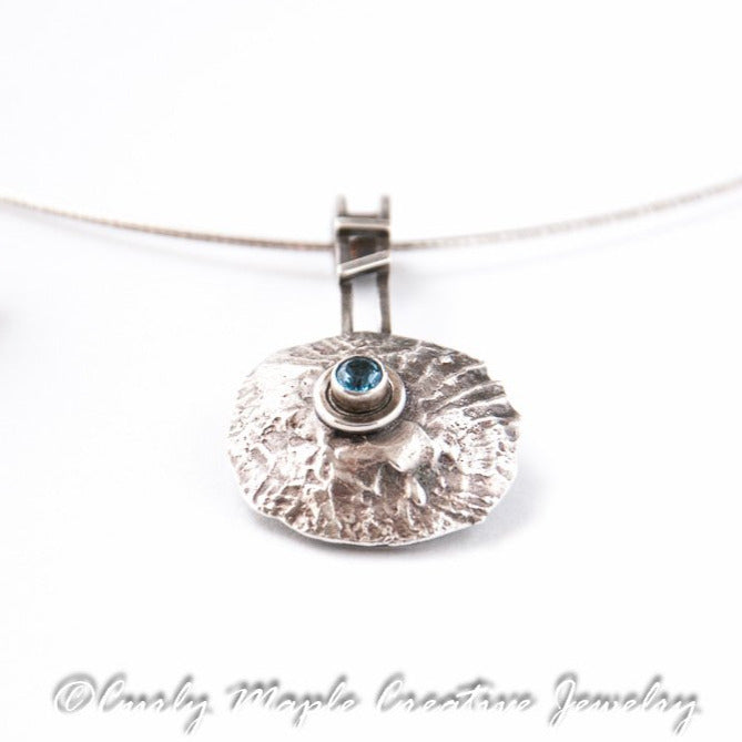 Organic Blue Zircon Silver Necklace front view