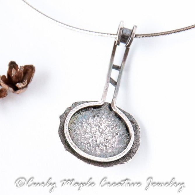 Organic Blue Zircon Silver Necklace backside view
