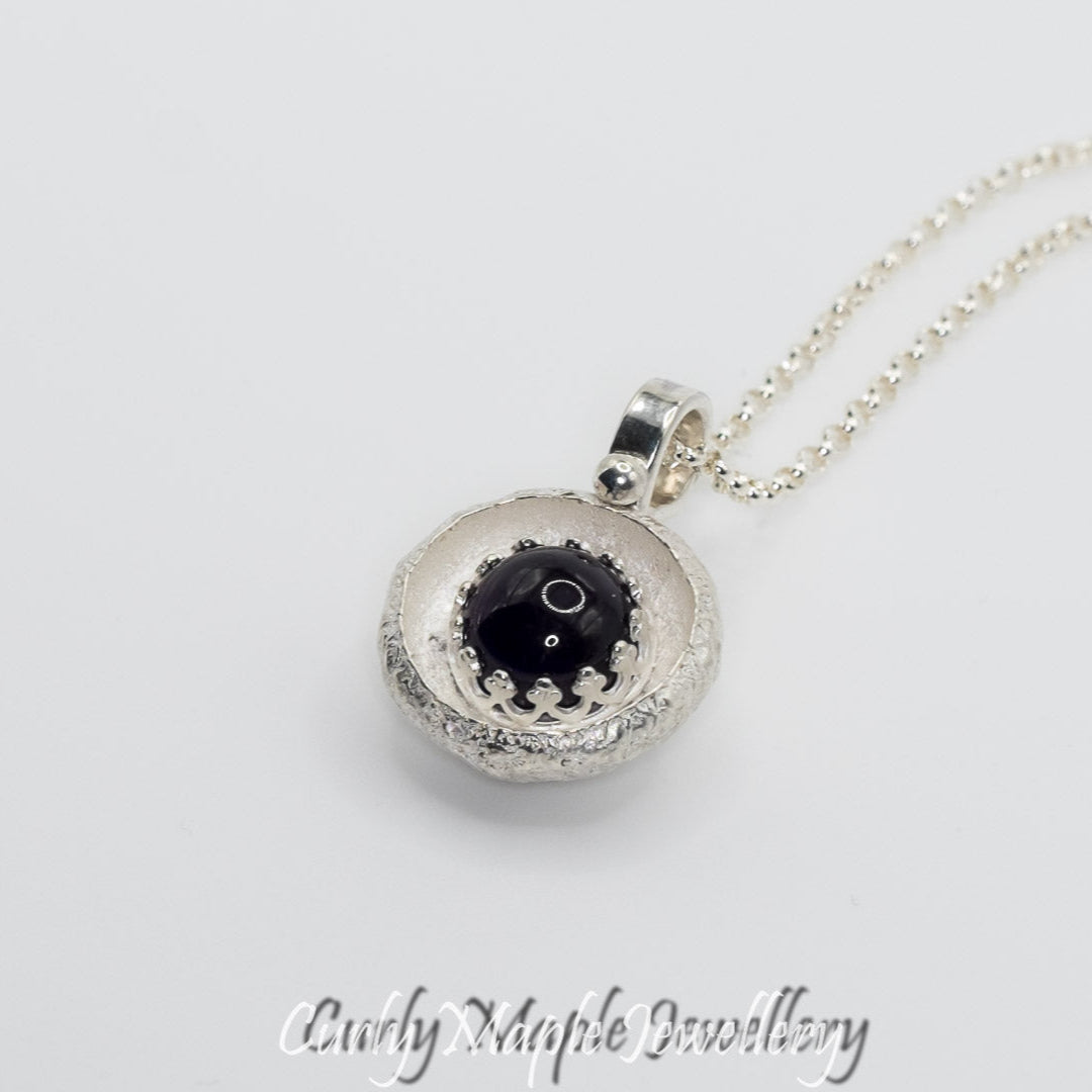 Organic Acorn Cap Amethyst Pendant