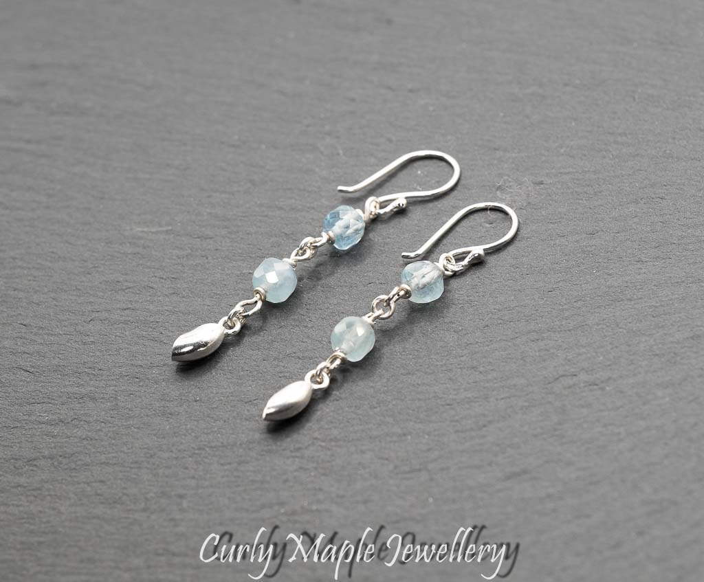 Aquamarine Silver Drop Earrings