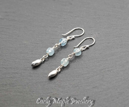 Aquamarine Silver Drop Earrings