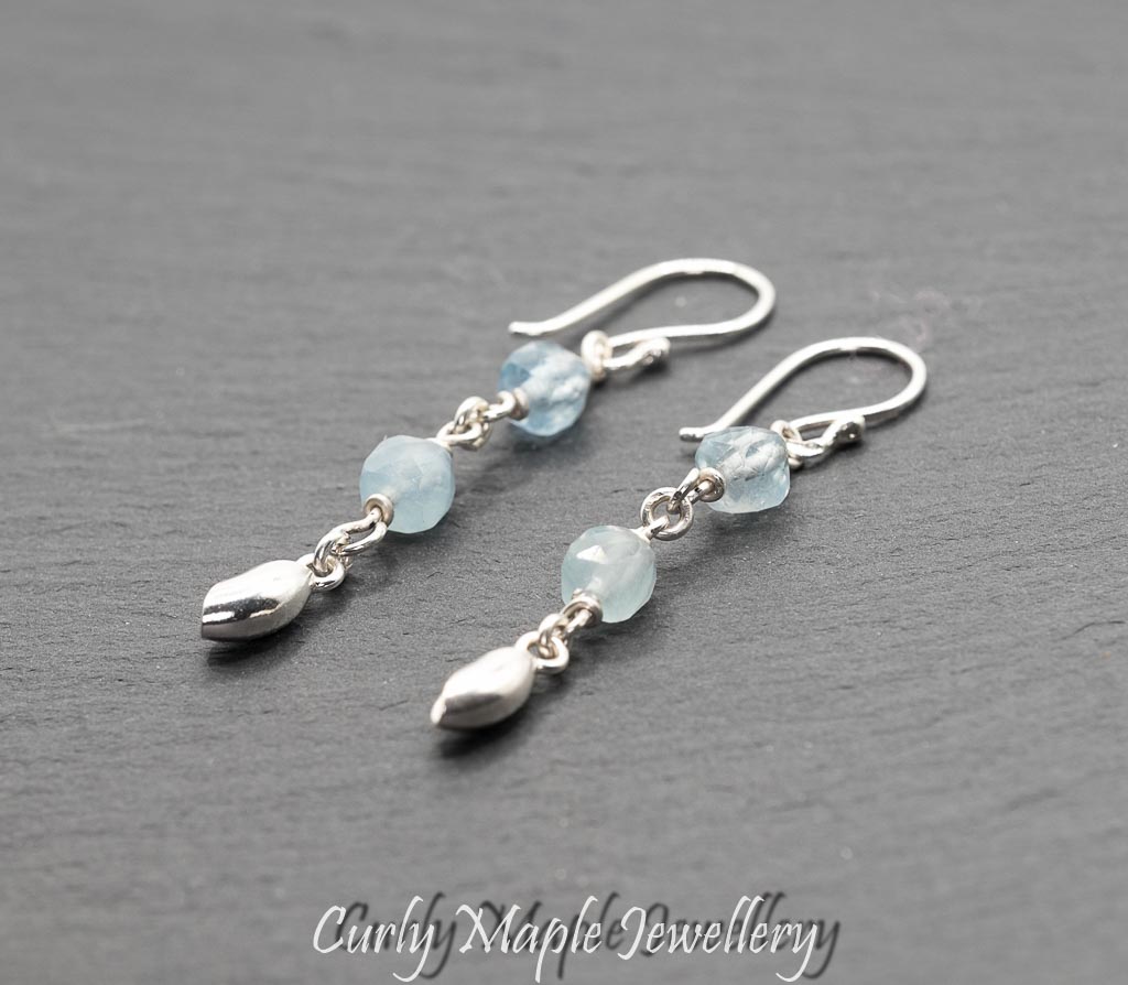 Aquamarine Silver Drop Earrings