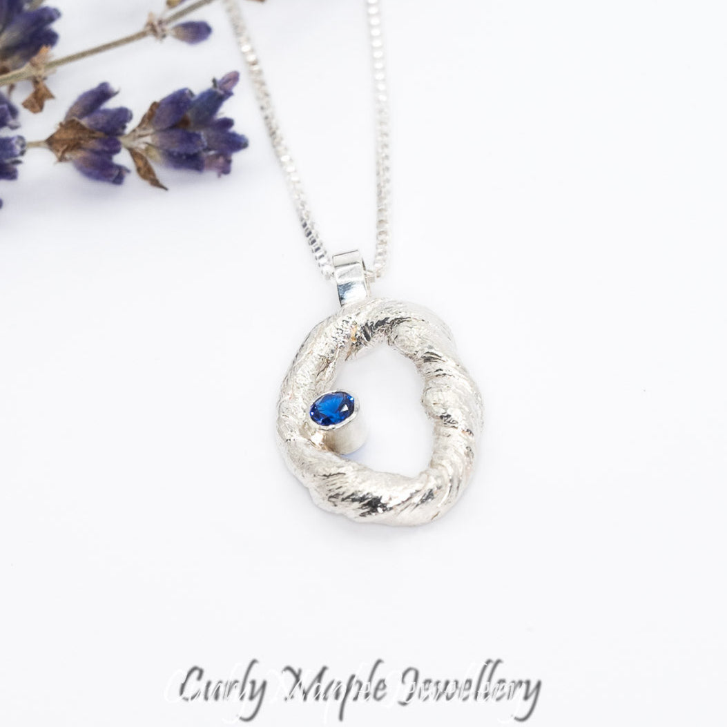 Blue Spinel Silver Pendant