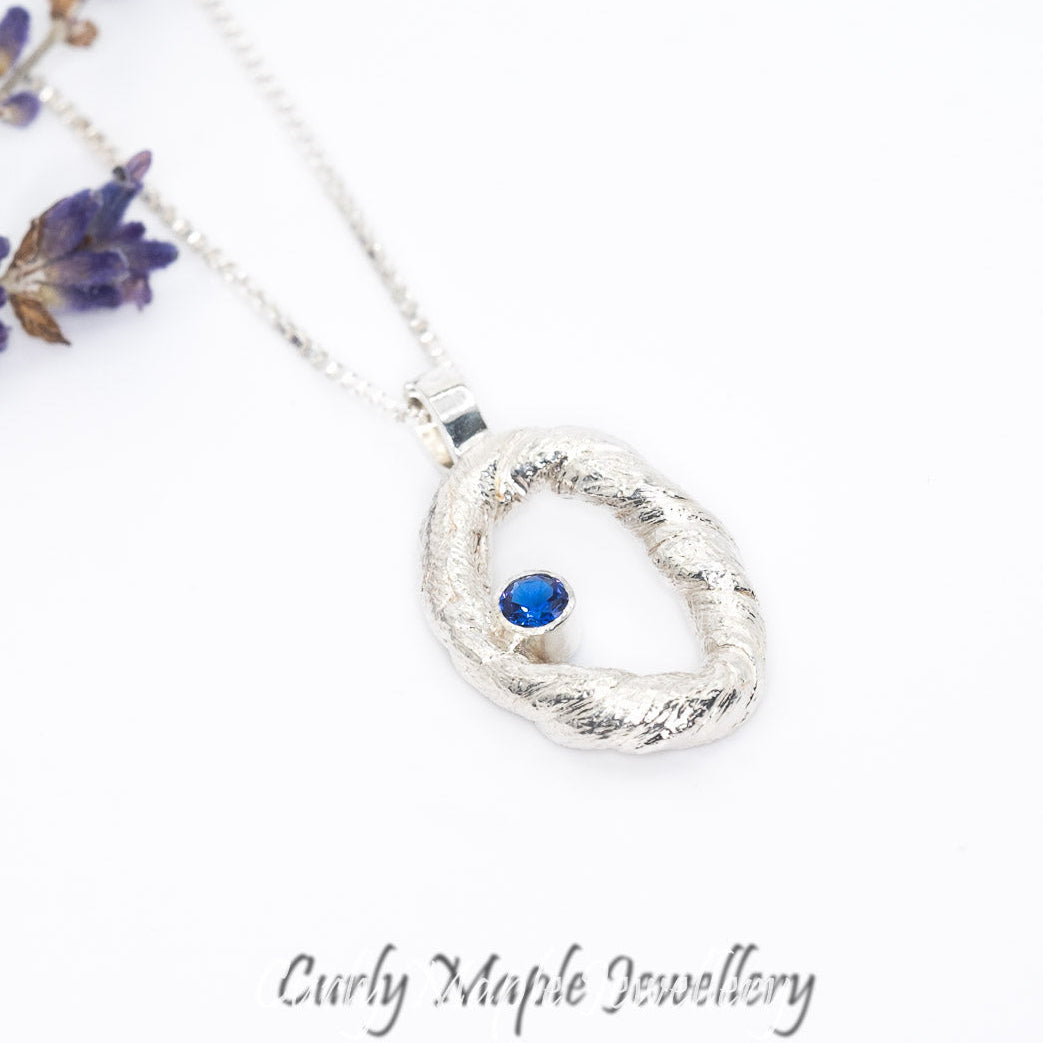 Blue Spinel Silver Pendant