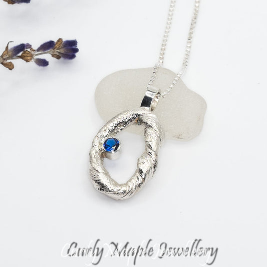 Blue Spinel Silver Pendant