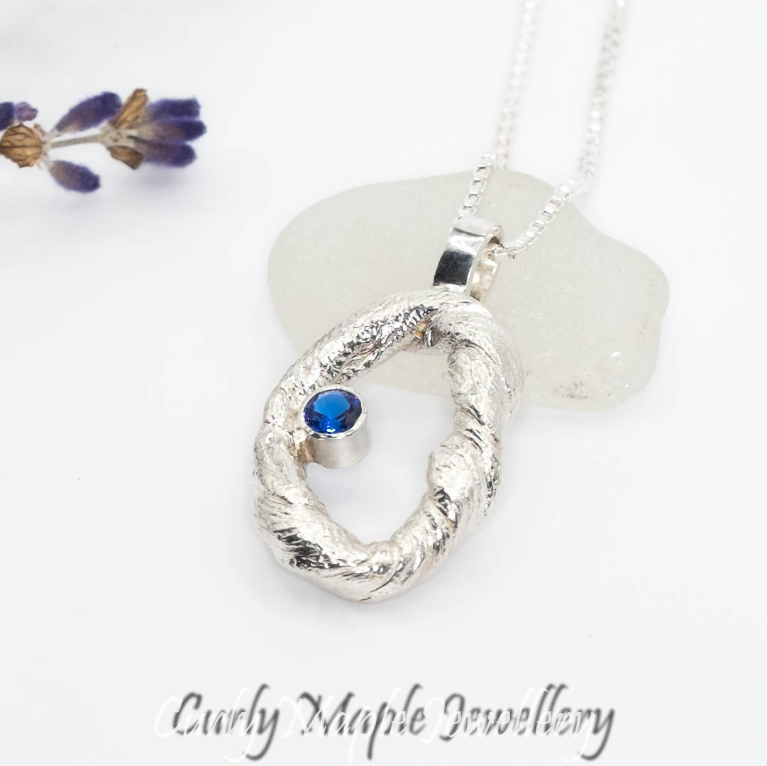Blue Spinel Silver Pendant