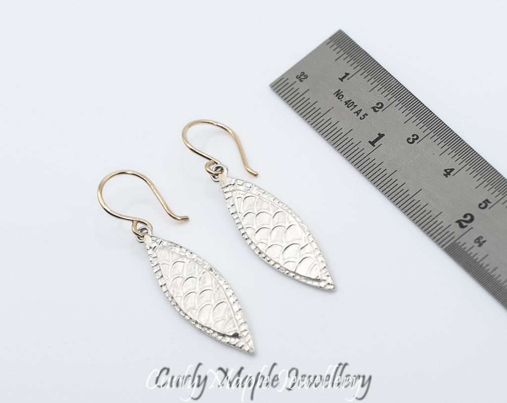 Bojagi Fish Scale Marquise Silver Drop Earrings