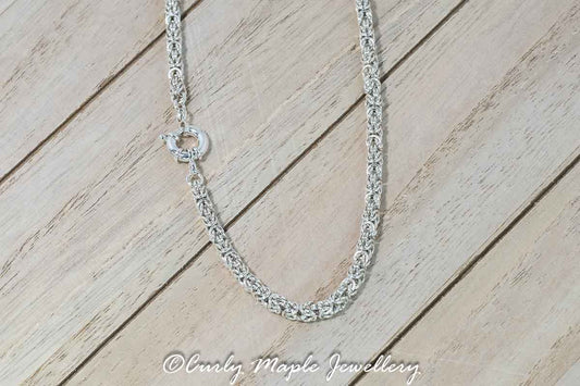 Byzantine Sterling Silver Chain Necklace