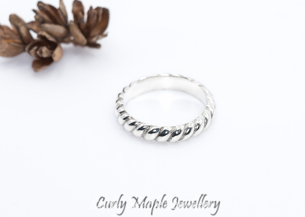 Carved Rope Sterling Silver Ring