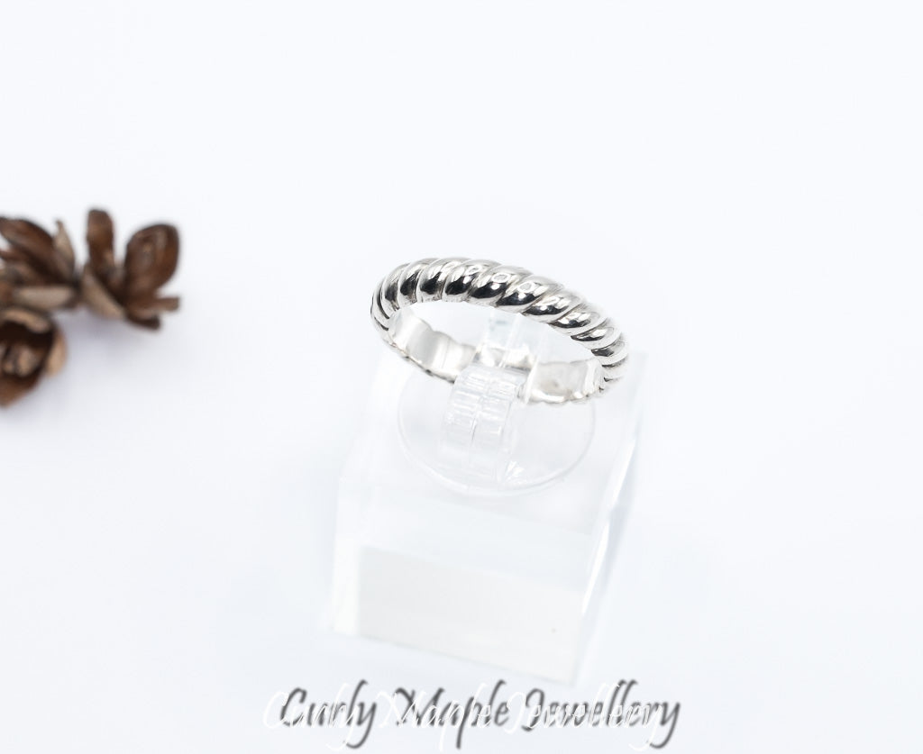 Carved Rope Sterling Silver Ring