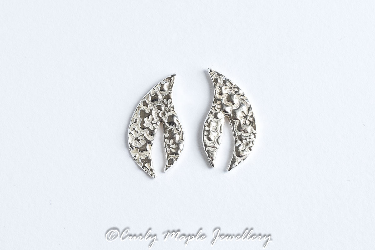 Flora Textured Silver Earrings