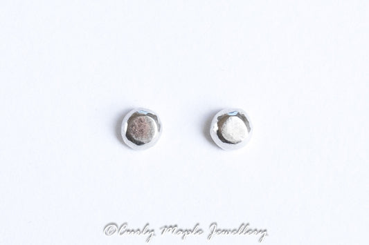 Tiny Polished Silver Pebble Post Earrings